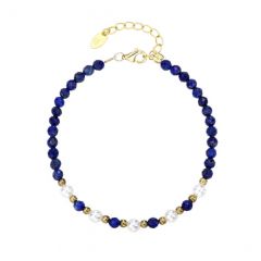 MY iMenso ODM "lapis & 3mm shell pearl" bracelet (925/rhod-plated) 16+3cm