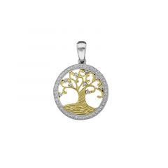 MY iMenso ODM "Lifetree zirconi CZ 20mm" pendant (925/TTrhod-plated)