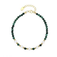 MY iMenso ODM "malachite & shell pearl" bracelet (925/gold-plated) 16+3cm