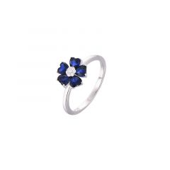MY iMenso ODM "Margherita Blue CZ 10mm" ring (925/rhod-plated) choose your size