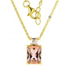 MY iMenso ODM "Morganite baquette" pendant + chain (925/0,5Mgold-plated)