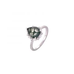 MY iMenso ODM "Moss agate drop" ring (925/rhod-plated) 56