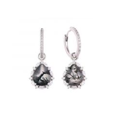 MY iMenso ODM "Moss agate drop 29mm" earrings (925/rhod-plated)