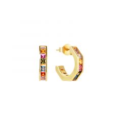 MY iMenso ODM "Rainbow rondo CZ 15mm" earstuds (925/0,5Mgold-plated)