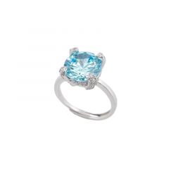 MY iMenso ODM "Royal aquamarine CZ"  ring (925/rhod-plated)