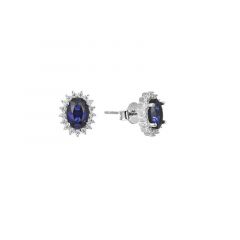 MY iMenso ODM "Sapphire-CZ  Oval" earring  (925/rhod-plated)