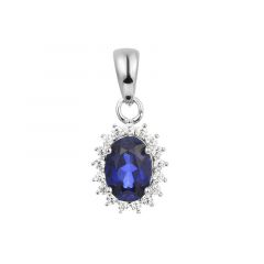 MY iMenso ODM "Sapphire-CZ  Oval" pendant (925/rhod-plated)