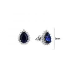 MY iMenso ODM "Sapphire-CZ peardrop" earring  (925/rhod-plated)