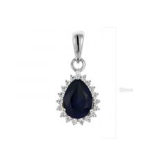 MY iMenso ODM "Sapphire-CZ peardrop" pendant (925/rhod-plated)