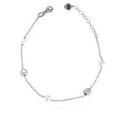 MY iMenso ODM "Shell pearls CZ balls" bracelet (925/rhod-plated) 17+3cm
