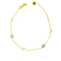 MY iMenso ODM "Shell pearls CZballs" bracelet (925/0,5Mgold-plated) 17+3cm