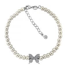 MY iMenso ODM "Syn. Pearl Butterfly CZ" bracelet (925/rhod-plated) 17,0+3cm
