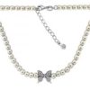 MY iMenso ODM "Syn. Pearl Butterfly CZ" necklace (925/rhod-plated) 42+5cm