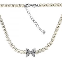 MY iMenso ODM "Syn. Pearl Butterfly CZ" necklace (925/rhod-plated) 42+5cm