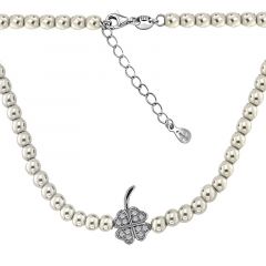 MY iMenso ODM "Syn. Pearl Clover C CZ" necklace (925/rhod-plated) 42+5cm