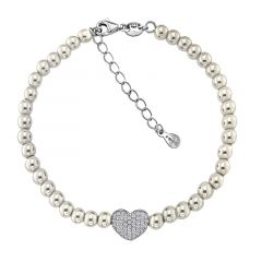 MY iMenso ODM "Syn. Pearl Heart C CZ" bracelet (925/rhod-plated) 17,0+3cm