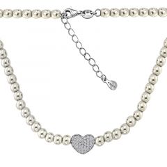 MY iMenso ODM "Syn. Pearl Heart C CZ" necklace (925/rhod-plated) 42+5cm
