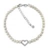 MY iMenso ODM "Syn. Pearl Heart O CZ" bracelet (925/rhod-plated) 17,0+3cm