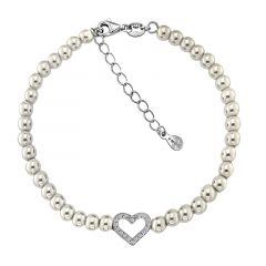 MY iMenso ODM "Syn. Pearl Heart O CZ" bracelet (925/rhod-plated) 17,0+3cm