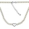 MY iMenso ODM "Syn. Pearl Heart O CZ" necklace (925/rhod-plated) 42+5cm
