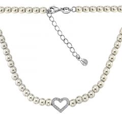 MY iMenso ODM "Syn. Pearl Heart O CZ" necklace (925/rhod-plated) 42+5cm