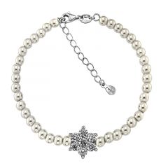 MY iMenso ODM "Syn. Pearl Rosette CZ" bracelet (925/rhod-plated) 17,0+3cm