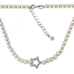 MY iMenso ODM "Syn. Pearl Star O CZ" necklace (925/rhod-plated) 42+5cm