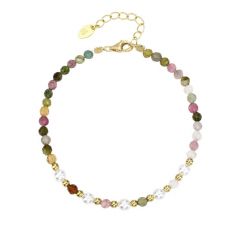 MY iMenso ODM "tourmeline mix & shell pearl" bracelet (925/gold-plated) 16+3cm