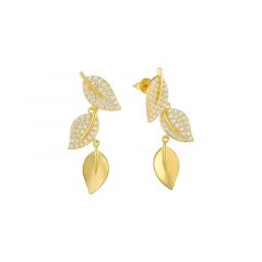 MY iMenso ODM "Triple Leaf CZ" earrings  (925/0.5Mgold-plated)