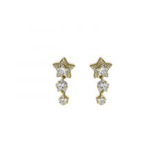MY iMenso ODM "triple Star CZ 20mm" earstud (925/0,5Mgold-plated)