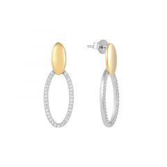 MY iMenso ODM "TT Oval CZ" 28mm earstuds  (925/0.5Mgold-rhod-plated)
