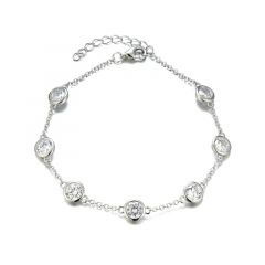 MY iMenso ODM "White 5mm CZ dots" bracelet (925/rhod-plated)